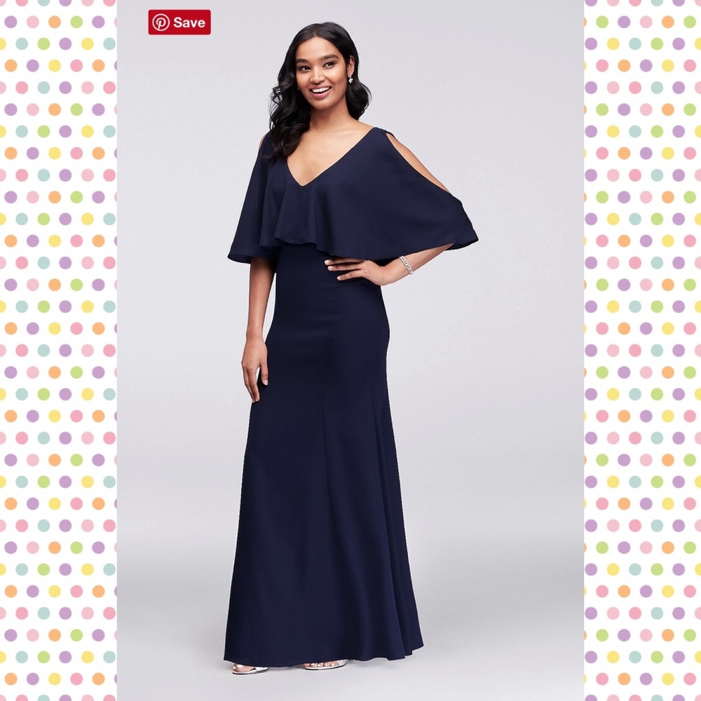 David’s Bridal mermaid gown Navy Sz 12